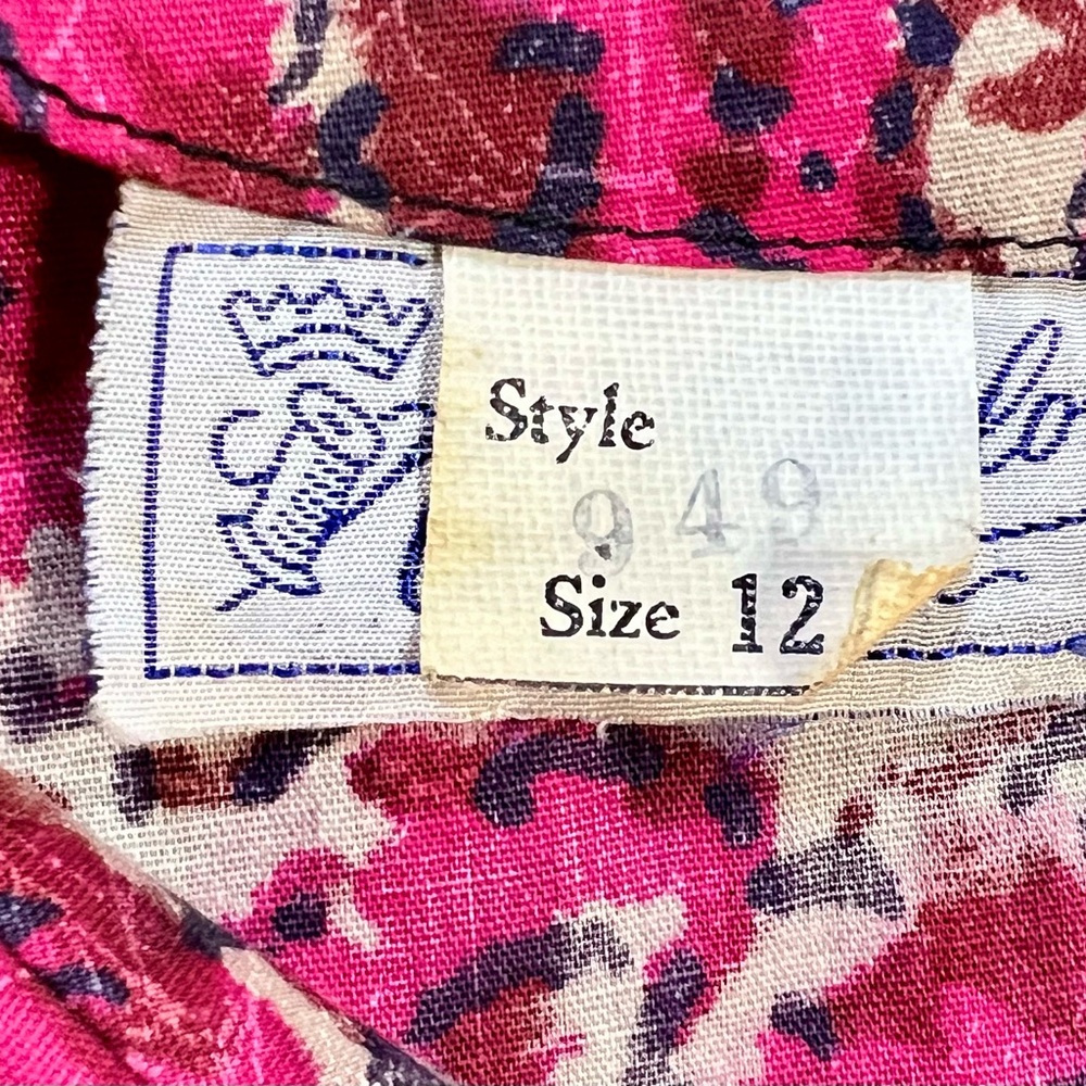 VINTAGE 50s MCM Ann Taylor cotton floral day‎ dress flare skirt rounded collar - Picture 12 of 16